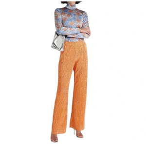 NWOT Stine Goya Pants Womens Extra Small Markus Orange Sequin Knitted Straight